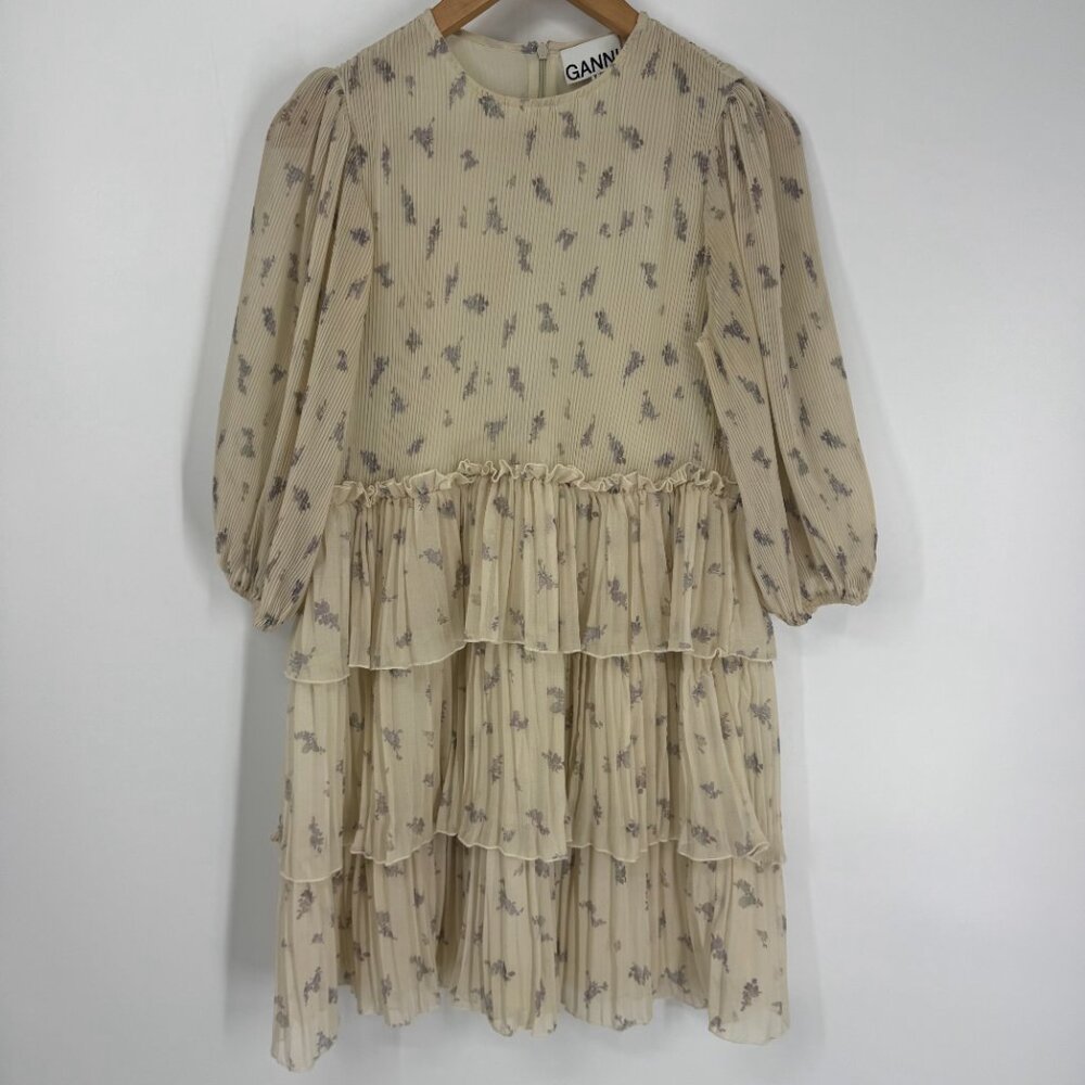 Ganni Pleated Georgette Dress Size 34